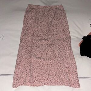 Pink floral Brandy Melville Midi Skirt